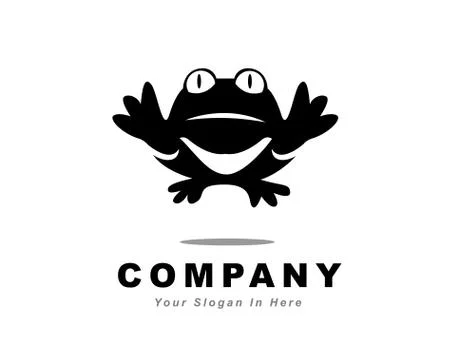 Black frog jump high bottom view logo design inspiration Stock Illustration