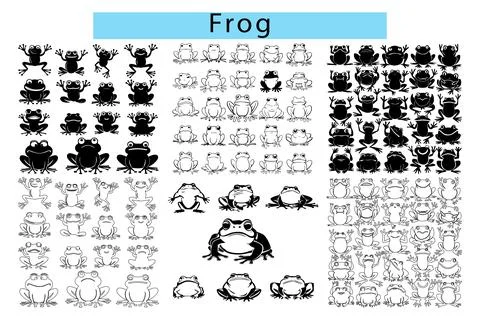Black Frog outline vector illustration, Frog silhouette vector Stockillustratie