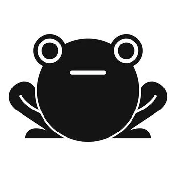 Black frog sitting and looking forward icon 스톡 일러스트