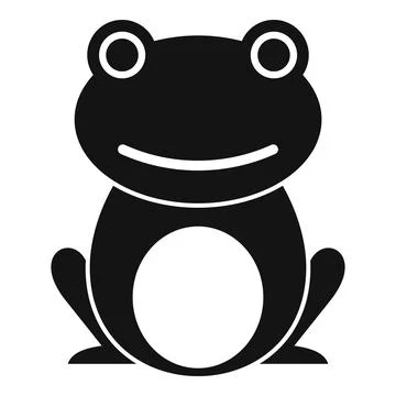 Black frog sitting smiling icon simple style Illustrazione stock