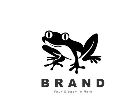 Black frog stylized logo design inspiration Stock Illustration