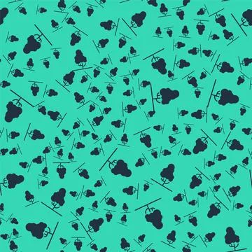 Black Fruit tree icon isolated seamless pattern on green background Stock Illustration