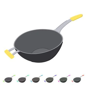 Black frying pan vector cartoon graphic Stock Illustration