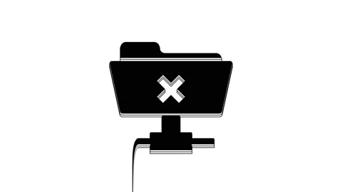 Black FTP cancel operation icon isolated on white background. Software update Stock Footage 233776761