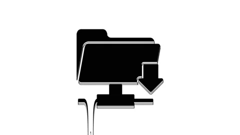 Black FTP folder download icon isolated on white background. Software update Stock Footage 233775837