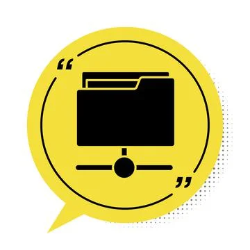 Black FTP folder icon isolated on white background. Software update, transfer Stock Illustration