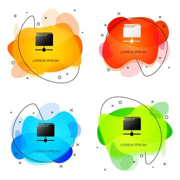 Black FTP folder icon isolated on white background. Software update, transfer 스톡 일러스트