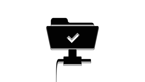 Black FTP operation successful icon isolated on white background. Software Vídeos de archivo 233776776