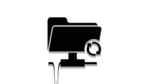 Black FTP sync refresh icon isolated on white background. Software update Stock Footage 233775841