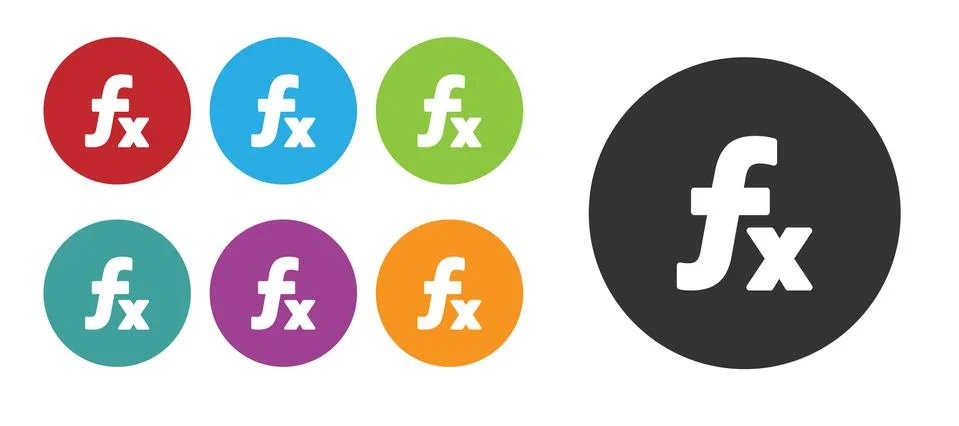 Black Function mathematical symbol icon isolated on white background. Set icons Illustrazione stock