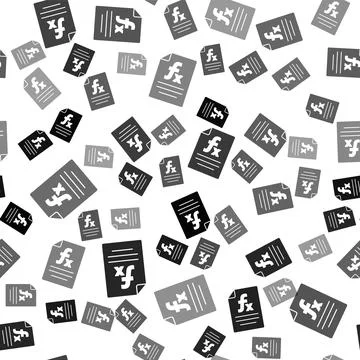 Black Function mathematical symbol icon isolated seamless pattern on white Stock Illustration