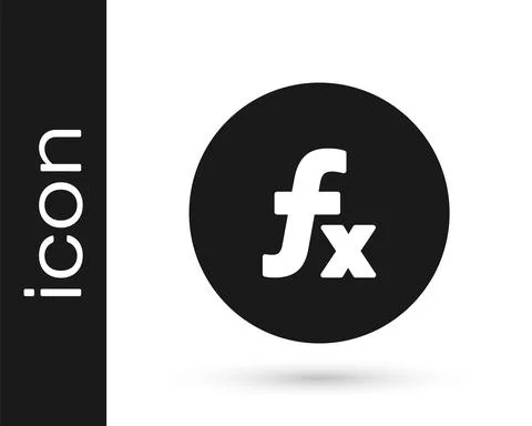 Black Function mathematical symbol icon isolated on white background. Vector Illustrazione stock