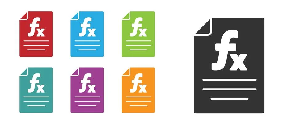 Black Function mathematical symbol icon isolated on white background. Set icons Illustrazione stock