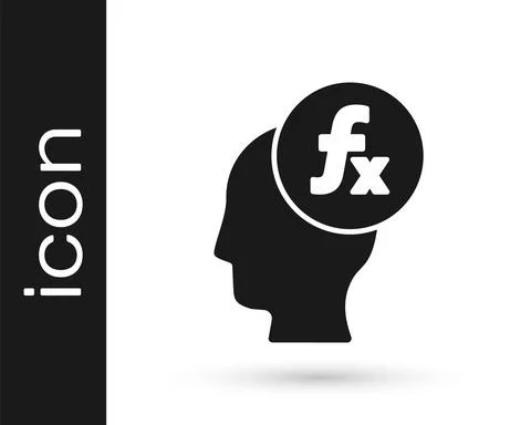 Black Function mathematical symbol icon isolated on white background. Vector Stock Illustration