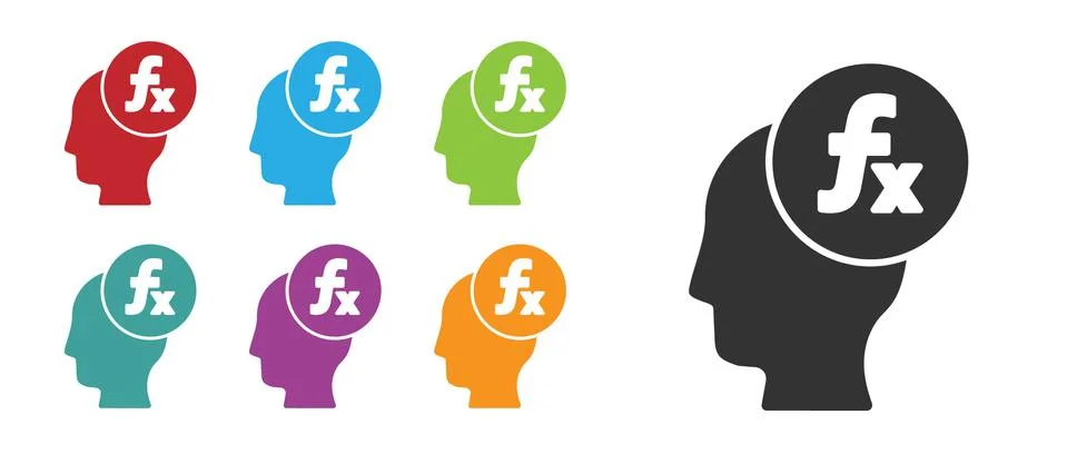 Black Function mathematical symbol icon isolated on white background. Set icons Stock Illustration