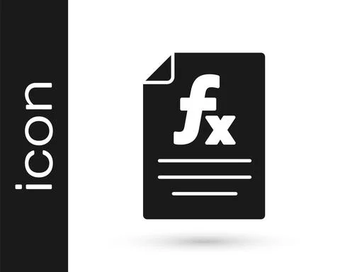 Black Function mathematical symbol icon isolated on white background. Vector Stock Illustration