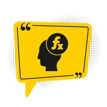 Black Function mathematical symbol icon isolated on white background. Yellow Illustrazione stock