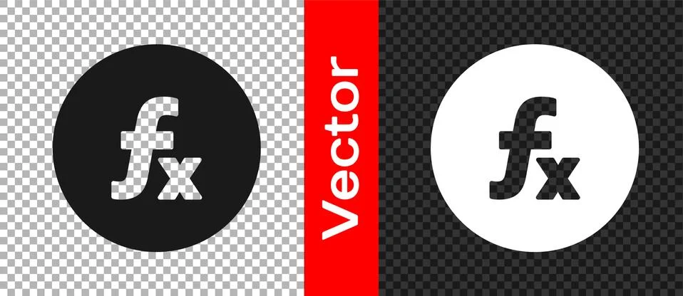 Black Function mathematical symbol icon isolated on transparent background Stock Illustration