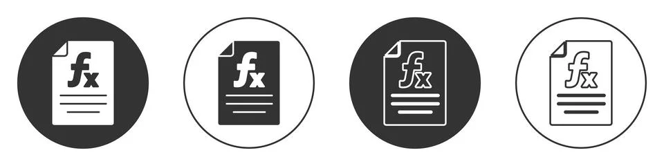 Black Function mathematical symbol icon isolated on white background. Circle Stock Illustration