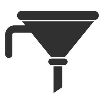 Black funnel icon representing filtering and channeling processes 스톡 일러스트