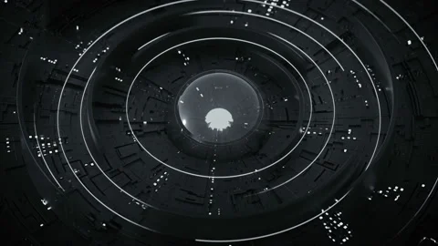 Black futuristic circular shape seamless loop 3D render animation Stock Footage 134432604