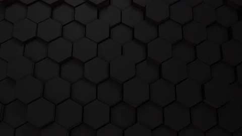 Black futuristic prism hexagons, bee combs, six, movement on a minimalistic back Stock Footage 148734415