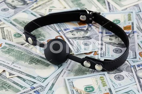 Black gag on american dollars banknotes Stock Photos
