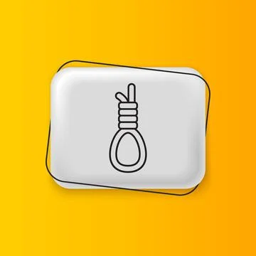 Black Gallows rope loop hanging icon isolated on yellow background. Rope ti.. Stock Illustration