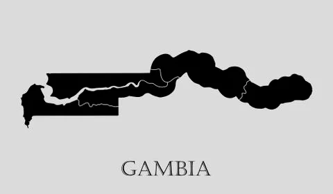 Black Gambia map - vector illustration Stock Illustration