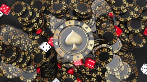 Black Gambling Chips With Spade Stock Footage 231331451
