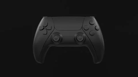 Black game controller on a black background. Gamepad for game console 스톡 일러스트