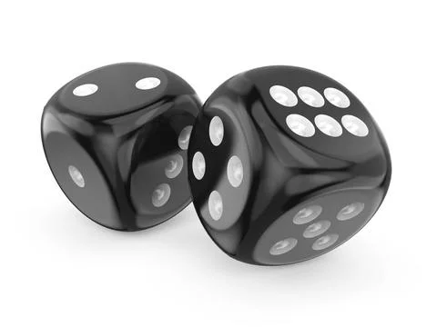 Black game dices 3D Black game dices 3D render illustration isolated on wh... Stock Photos