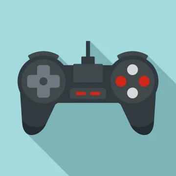 Black game joystick icon, flat style Stock Illustration