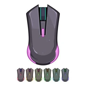 Black game mouse cartoon vector graphic Stock Illustration