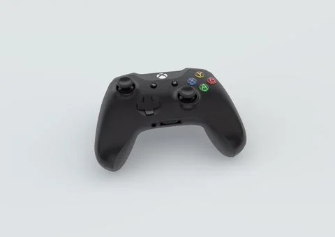 Black Game Pad Controller on a studio background. Minimal concept. 3D render. Stock Illustration