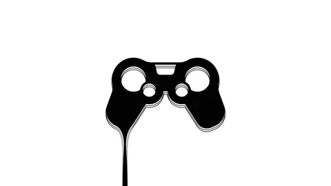 Black Gamepad icon isolated on white background. Game controller. 4K Video Stock Footage 233964486