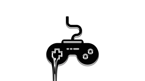 Black Gamepad icon isolated on white background. Game controller. 4K Video Stock Footage 233979014
