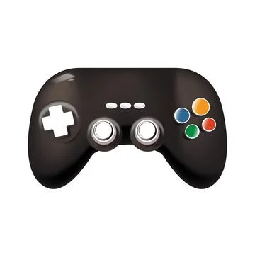 Black gamepad vector illustration, modern gaming controller design with a glossy Stock Illustration