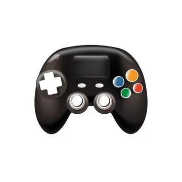 Black gamepad vector illustration, modern gaming controller design with a glossy Illustrazione stock
