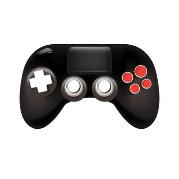 Black gamepad vector illustration, modern gaming controller design with a glossy Illustrazione stock