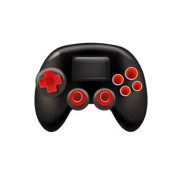 Black gamepad vector illustration, modern gaming controller design with a glossy Illustrazione stock