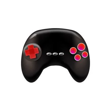 Black gamepad vector illustration, modern gaming controller design with a glossy Illustrazione stock