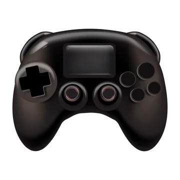 Black gamepad vector illustration, modern gaming controller design with a glossy Illustrazione stock