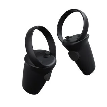 Black Gaming VR Controllers. Isolated On white background. 3D Render. Stock Illustration