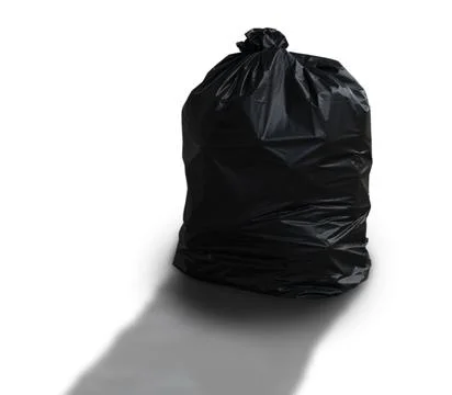 Black garbage bag on white background Stock Photos