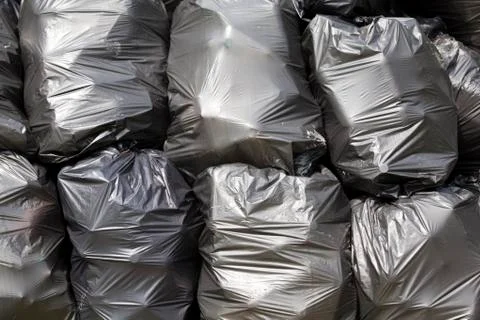Black garbage bags Foto stock