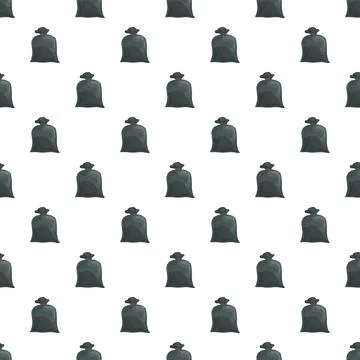 Black garbage bags repeating pattern on white background Stockillustratie