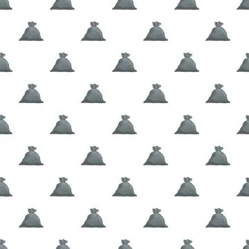 Black garbage bags repeating pattern on white background Illustrazione stock