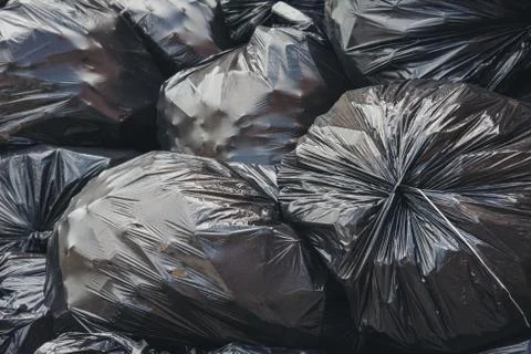 Black garbage plastic bag Stock-Fotos