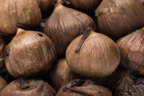 Black Garlic in studio Stock Photos